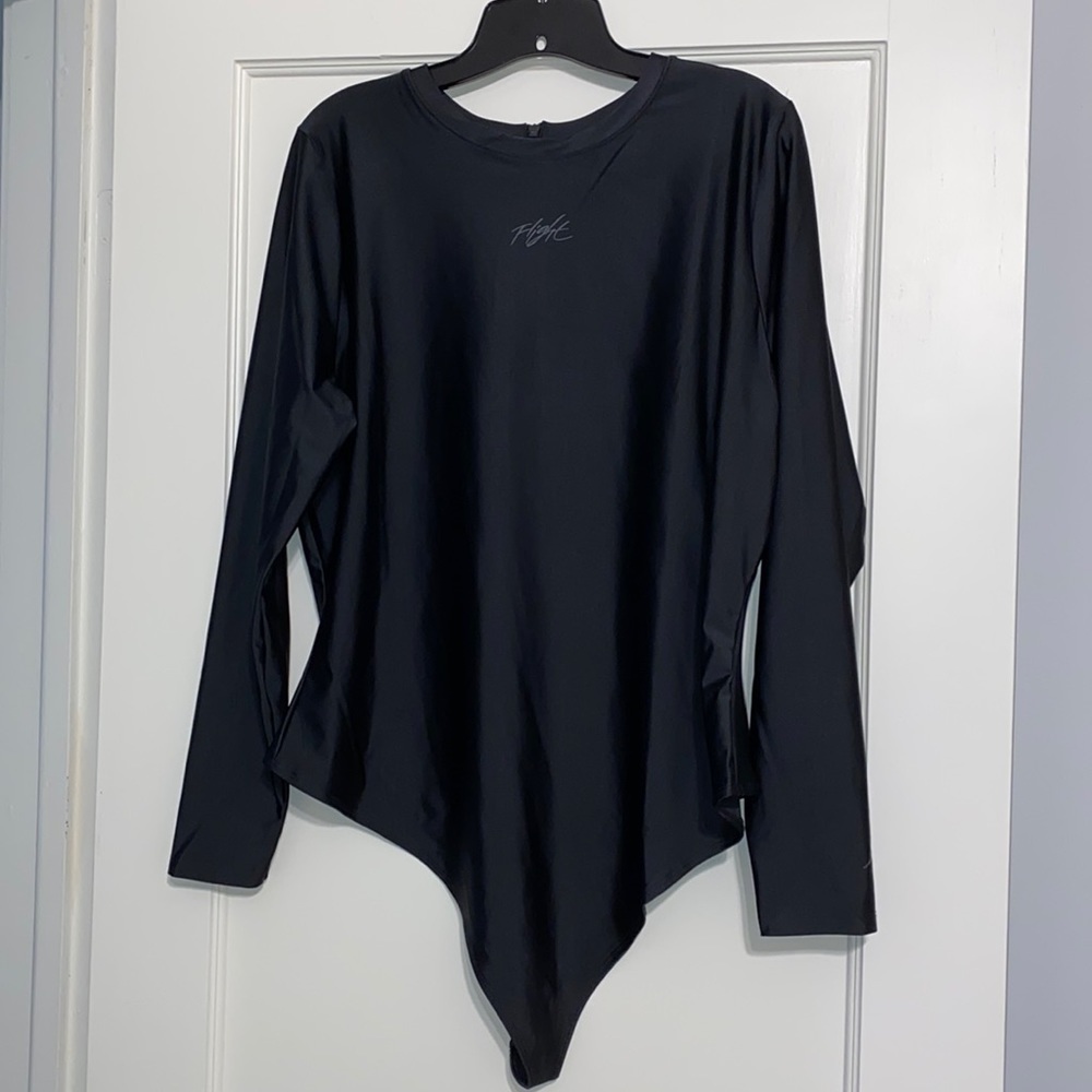 Jordan Black Bodysuit Leotard With Zipper Back and Thong Detail Size 2X - Picture 3 of 9
